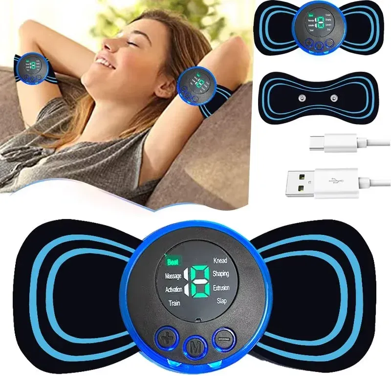 Intelligentes elektrisches Mini-Nackenmassagegerät zum Aufladen, tragbares Schulter- und Nacken-Nackenmassagepflaster mit mehreren einstellbaren Stufen