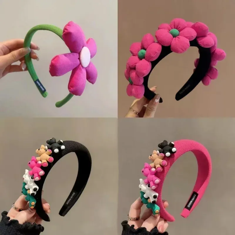 Süßes, schlichtes, farbiges, großes Blumen-Haarband, Kaninchen-Stirnband, geeignet für Haarstyling, Mädchen-Haarschmuck, Party- und Urlaubsgeschenke