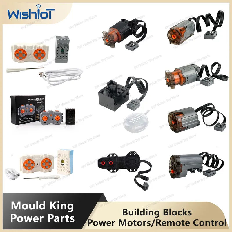 Mould King Power Functions Technische Teile M L XL Servomotor Elektrische Fernbedienung Batteriekasten Bausteine MOC Kinder Geschenk