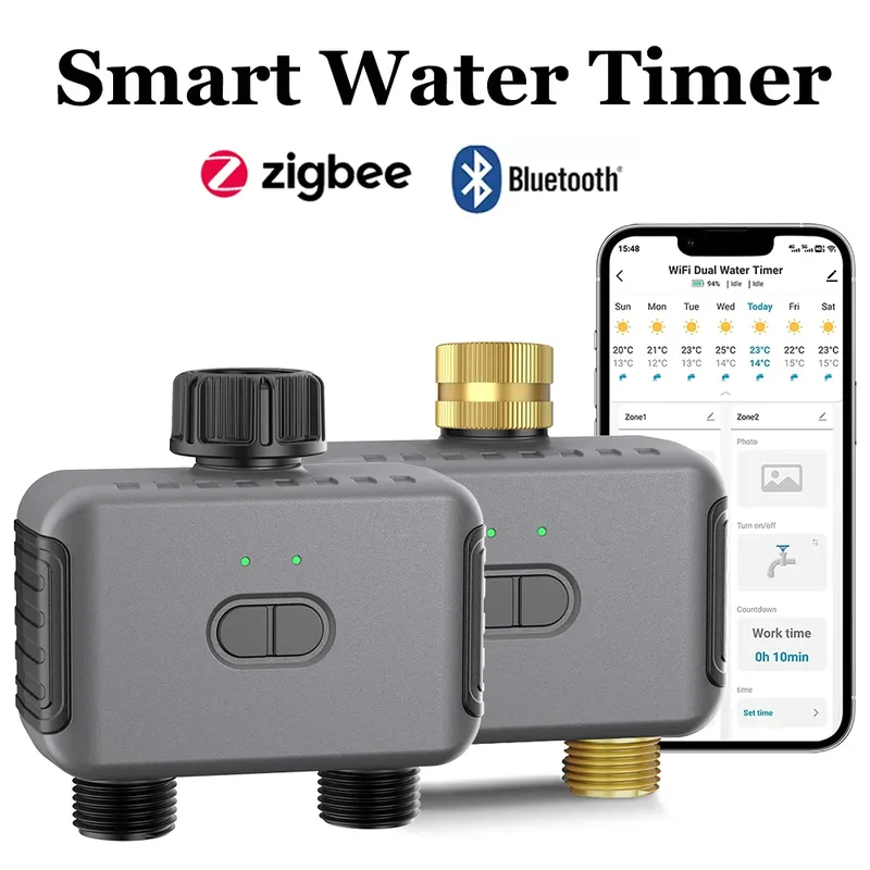 Tuya Smart Wasser Timer Zigbee/BT Automatische Bewässerung Controller 2 Outlet Sprinkler Garten Bewässerung System Unterstützung Alexa Google
