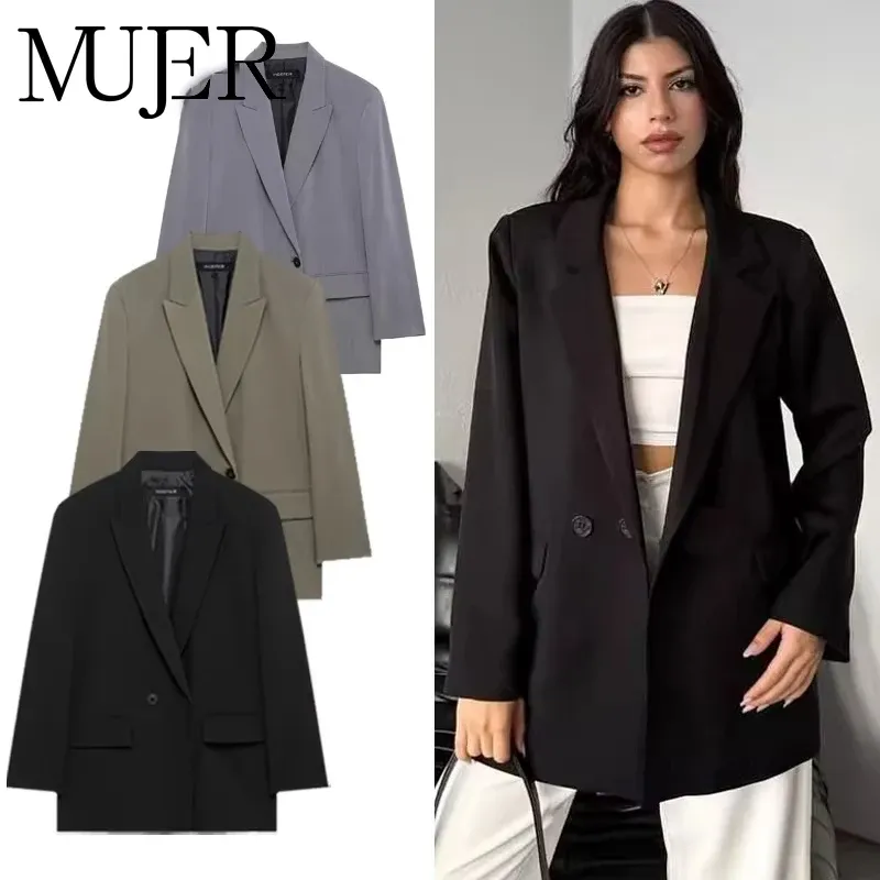 MUJER Damen-Blazer, gerade Büro-Blazer für Damen, neu in Oberbekleidung, lässiger Blazer, Damen-Langarm-Damenjacken