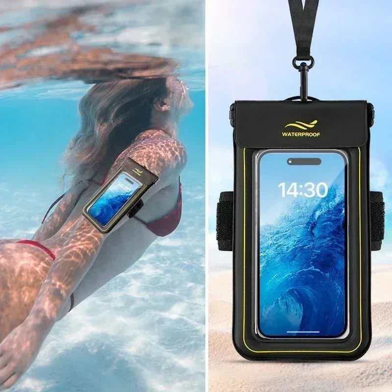 HAISSKY Armband Handy Wasserdichte Tasche Für iPhone 17 16 15 14 13 Pro Max 16 Plus Haken Schwamm Schwimmende Schwimmen Tauchen Tasche