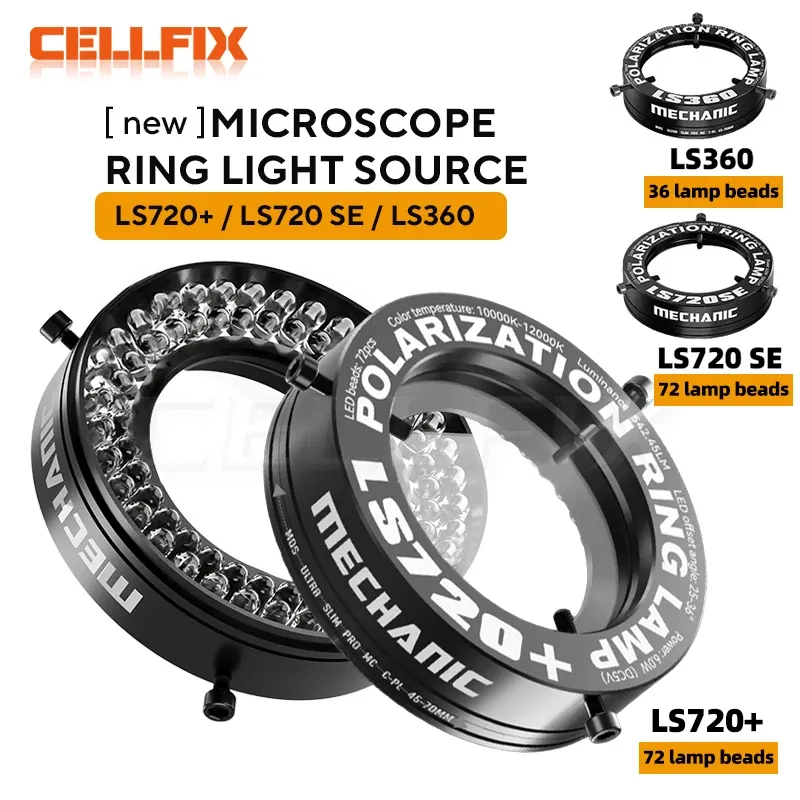 【MECHANIC】 LS720+ LS360 Mikroskop-Ringlicht, polarisierte Ringlampe, beseitigt Reflexion für Lötreparatur, Stereomikroskope