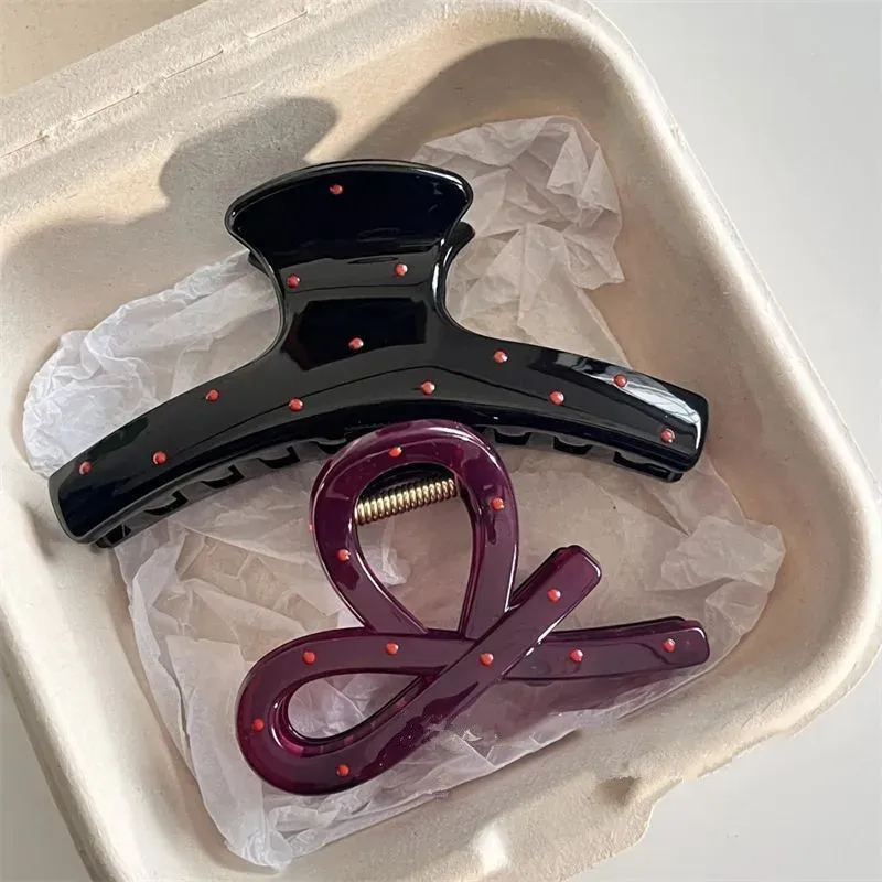 2 Stück Vintage Rote Gepunktete Schleife Haarspange Elegantes Haaraccessoire für Damen Krabben-Haarklammer Geschenk