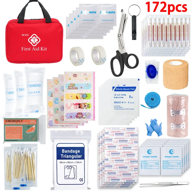 Erste-Hilfe-Set, 26–401 Stück, taktisches Allzweck-Notfallset im Auto, militärisches Zubehör, Überlebens-Sets, Camping, medizinische Tasche