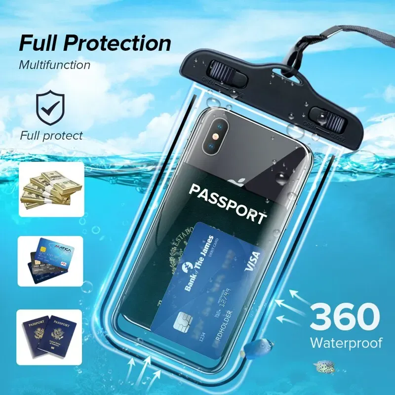 IP68 Universelle wasserdichte Handyhüllen Tasche für iPhone 16 15 14 13 12 11 Pro Max Samsung S23 S24 S25 Ultra Swim Cover Zubehör