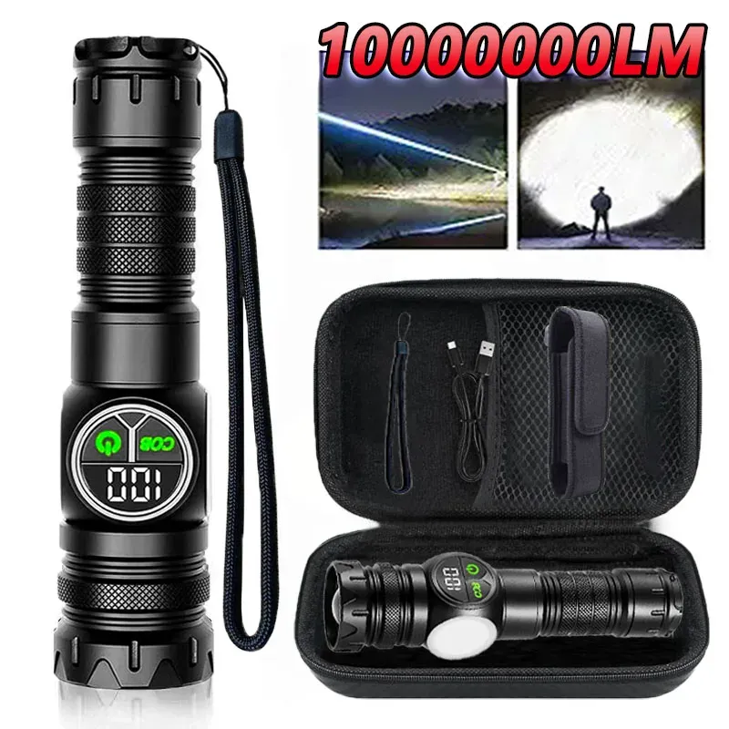 Super leistungsstarke Taschenlampen, USB wiederaufladbar, LED-Taschenlampe, magnetische taktische Taschenlampe mit COB-Seitenlicht, Camping, Angeln