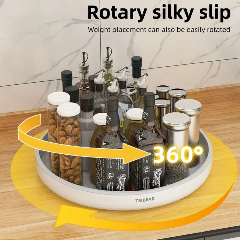 Küchendrehteller, multifunktionale Gewürzflasche auf der Arbeitsplatte, 360° ​ ​ rotierendes Lagerregal, Aufbewahrungstablett, Kosmetik-Aufbewahrungsbox, rund