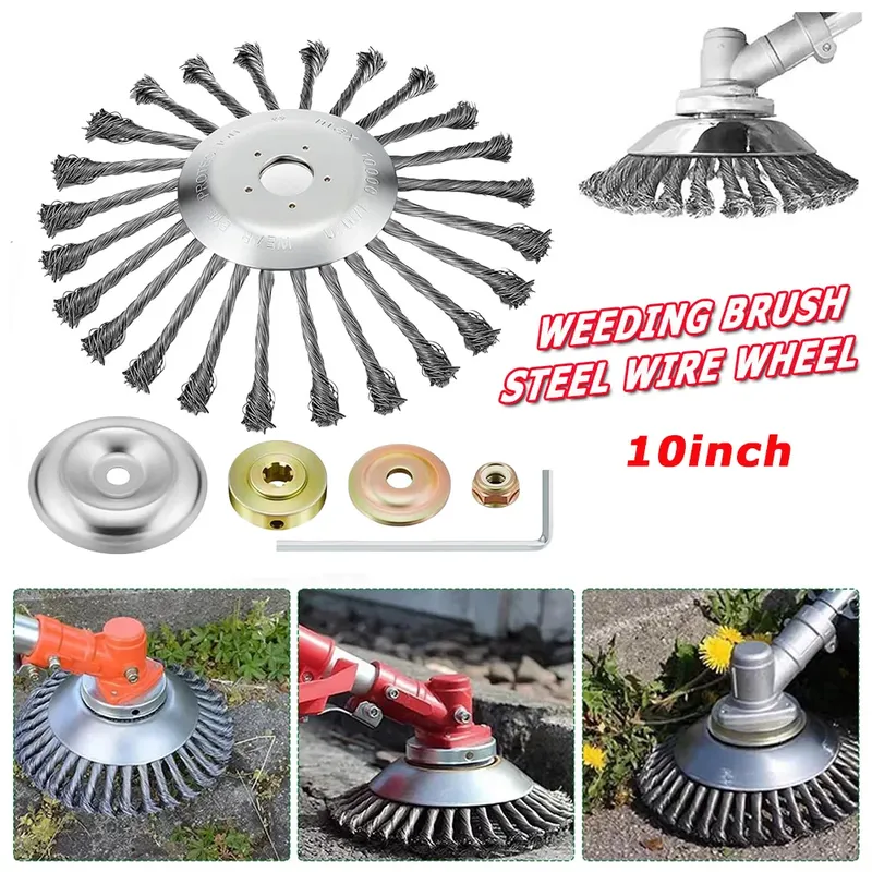 1 Pc 10 Zoll Stahl Draht Rad Universal Garten Jäten Pinsel Entfernung Rost Unkraut Pinsel Cutter Kopf Rasenmäher Pinsel cutter Werkzeuge