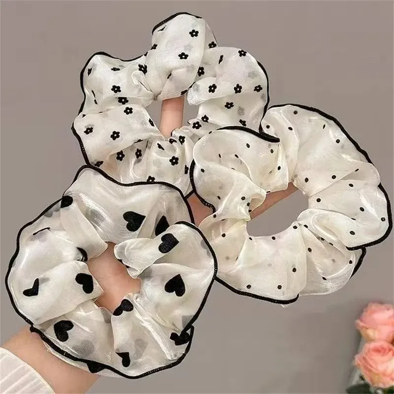 3 Teile/satz Minimalistische Süße Stoff Haargummis für Frauen Floral Polka Dot Gedruckt Haarband mit Elastischen Haar Zubehör