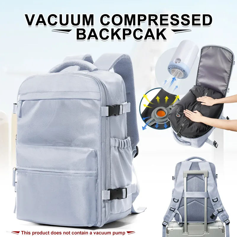 Modischer College-Rucksack für Herren, Vakuum-Kompressionsrucksack, 15,6-Zoll-Laptop-Rucksack für Damen und Herren, erweitern Sie den Wander-Vakuum-Reiserucksack