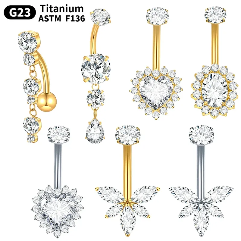 1PC Titan Nabel Piercing14G Zirkonia Bauchnabel Ringe Baumelnden Nabel Ohrring Bauch Piercing Sexy Körper Schmuck Ombligo