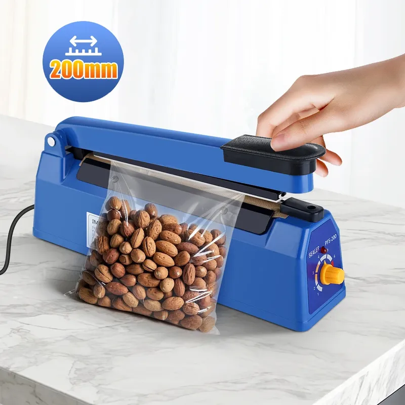 200mm Heißsiegelmaschine Hause Impuls Sealer Küche Lebensmittel Vakuum Dichtung Kraftpapier/Plastiktüte Fleisch/Süßigkeiten/Obst Lagerung 220V