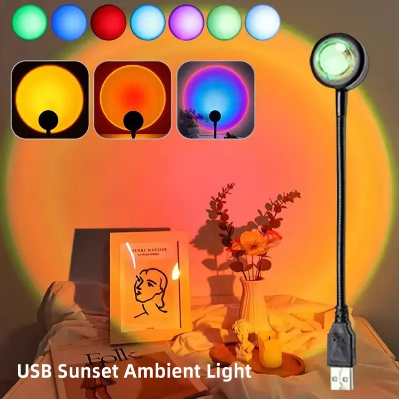 USB Lade LED Sonnenuntergang Licht Bunte Neon Nachtlicht Projektor Foto Nacht Wand Lampe Atmosphäre Dekorative Lampe