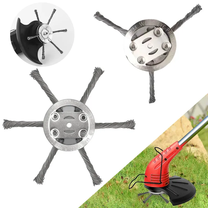 1 Stücke 6 Zoll Universal Unkraut Bürstenkopf Stahldraht Rad Gras Trimmer Kopf Entfernung Moos Rost Rasenmäher Gras Trimmer Köpfe