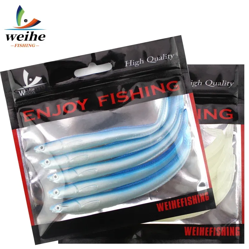 WEIHE 5 Stück 14cm 6,3g Weicher Angelköder Seebarsch Kunstköder Elektrischer Aal Shad-Aal Needfish Angelzubehör