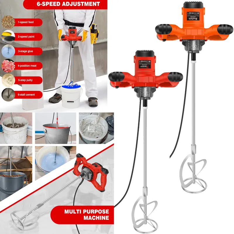 DayPlus 2600 W Handbetonmischer, Paddelmischer, verstellbarer 6-Gang-Rührer, elektrisches Mix-Rührwerkzeug, M14-Rührstab