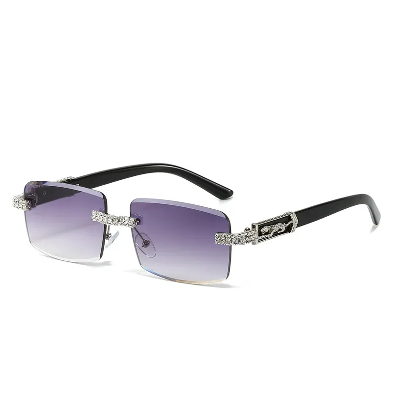 Luxus Strass Sonnenbrille Frauen Männer Party Rechteck Flash Cheetah Diamant Uv400 Sonnenbrille