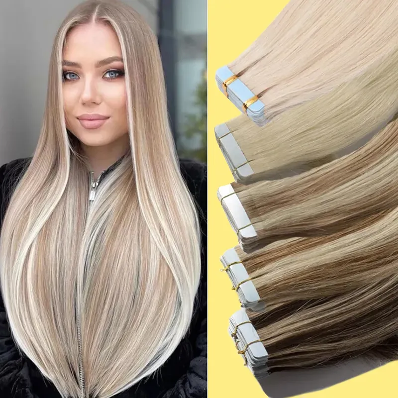 Yelo Gerade Tape In Haarverlängerungen Echthaar Europäisches Remy Tape Ins Adhensive Echthaarverlängerungen 20 Stück 50G