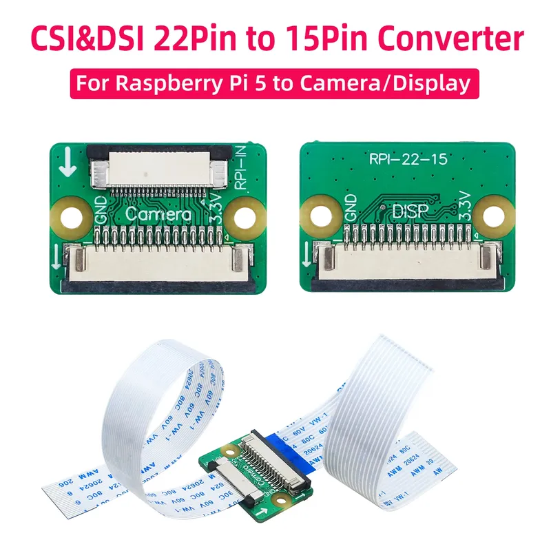 Raspberry Pi 5 22 Pin auf 15 Pin CSI DSI Konverter für RPI 5 Anschluss an Kamera Display + 15Pin 22Pin FFC 15CM für RPI 5 Pi5