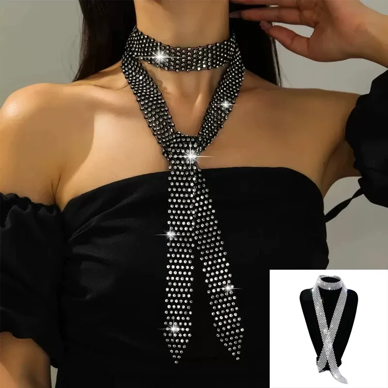Europäische und amerikanische Strass-Krawattenketten, Damen-Krawattenhalskette, Hochzeitskleid-Accessoires, trendige und modische Krawatte