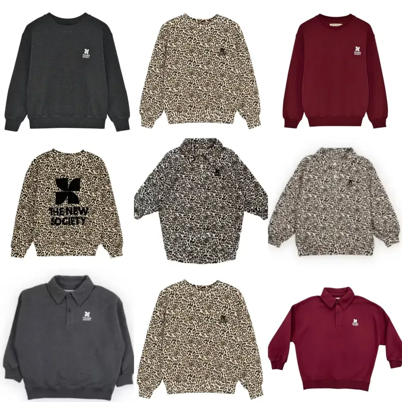 Hochwertiges 25-Herbst-Winter-Sweatshirt-Oberteil für Jungen und Mädchen mit Leopardenmuster für Kinder für Jungen und Mädchen