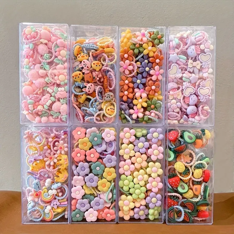 20-teiliges bezauberndes Haargummis-Set |   Bunte, dehnbare und glatte Haargummis für Mädchen – kann in jedem Anlass getragen werden