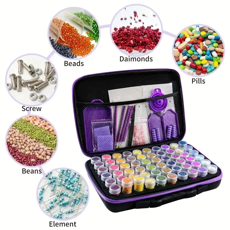 Transparente Aufbewahrungsbox für Diamantmalerei aus PP-Kunststoff mit abnehmbarem Netz und Deckel – langlebiger Schmuck-Organizer, geeignet für Kunst