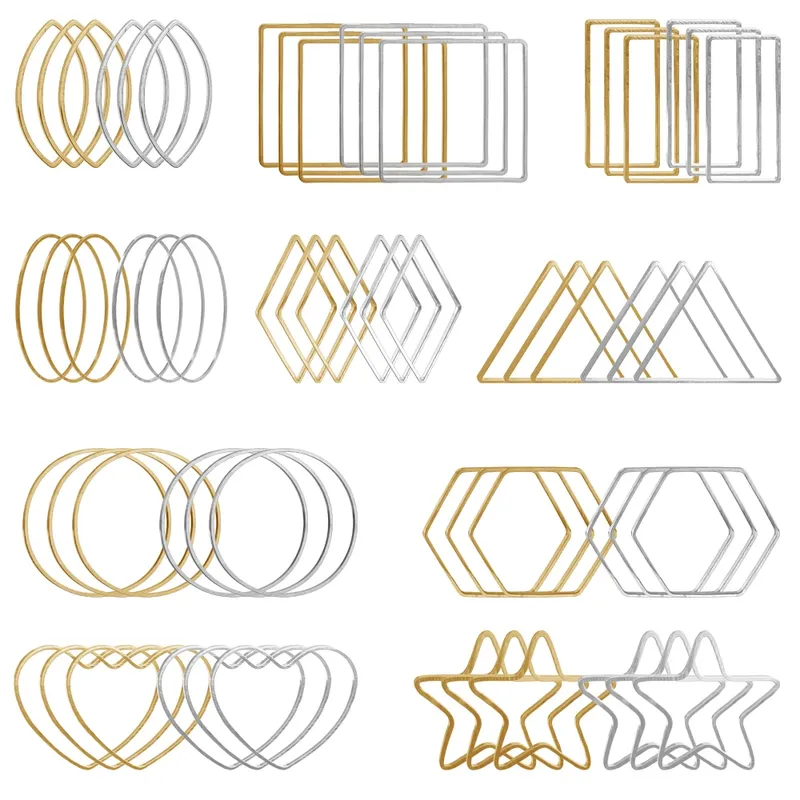 20 Stück Gold Silber Hohlrahmen Lünette Charms Anhänger Geometrische Anschlüsse für Schmuckherstellung Lieferanten Diy Ohrringe Zubehör - 2.57 EUR