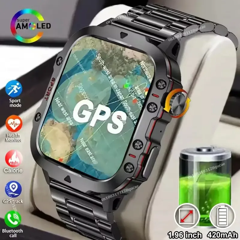 2025 neue robuste militĂ€rische GPS-Smartwatch fĂŒr MĂ€nner, Bluetooth-Anruf, GesundheitsĂŒberwachung, AI-Stimme, Sport, wasserdichte Smartwatches fĂŒr Android