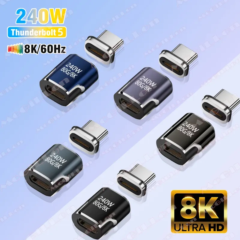 240W USB4.0 80Gbps Thunderbolt5 Magnetisches Typ-C OTG USB C zu USB-C Schnelllade-Magnetkonverterkabel 8K@60Hz USB Typ C-Adapter