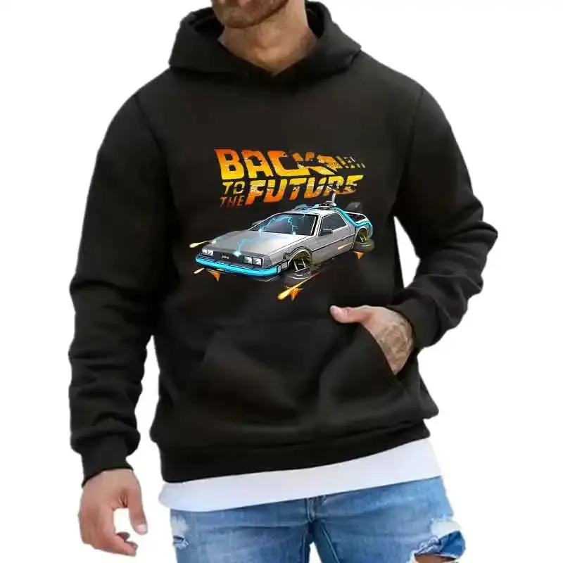 Zurück In Die Zukunft Retro DeLorean Auto Druck Hoodie Langarm Tops Männer Casual Streetwear Pullover Frühling Herbst Unisex Kleidung