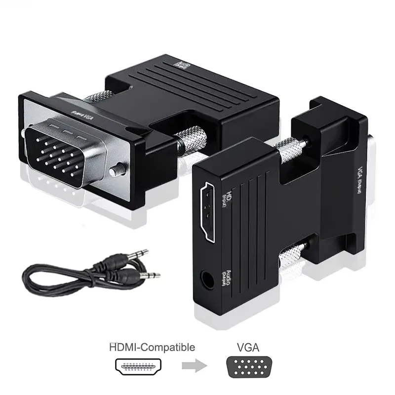 HDMI-kompatibel zu VGA Adapter HD 1080P mit 3,5mm Audio Kabel Für PC Laptop TV Box Projektor HDMI-kompatibel zu VGA Konverter