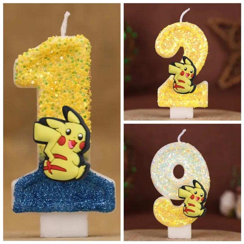 Pokemon Monster Digitale Kerze Kinder Geburtstag Kuchen Dekoration Cartoon Anime Figur Liefert Party Zubehör Weihnachten Geschenke