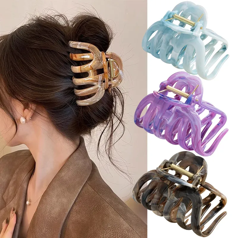 Neue Große Marmor Streifen Kürbis Haar Krallen Krabben Haarnadeln Für Frauen Süße Haar Clip Barrettes Stirnband Haar Zubehör Styling