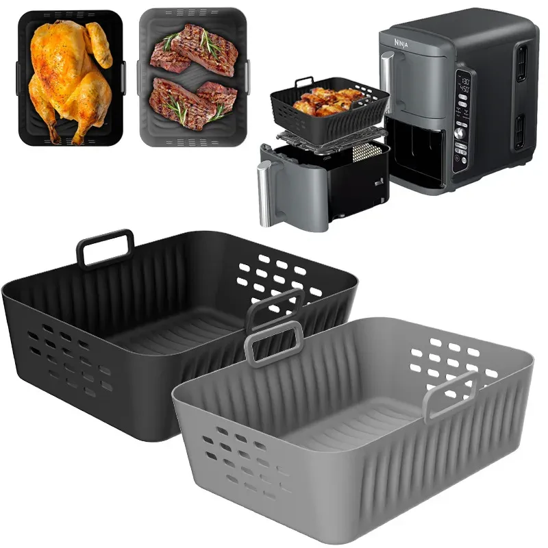 Neue Air Fryer Silikon Liner für Ninja SL400 SL401 Double Stack XL Korb Wiederverwendbare Air Fryer Backblech Airfryer Teile LIJIAO