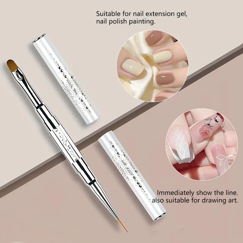 1pc Nagel Pinsel Verlängerung Nagel Gel Strass Dual-Ended Griff Französisch Spitze Für Maniküre Design Polnischen Gel Liner professionelle Stift
