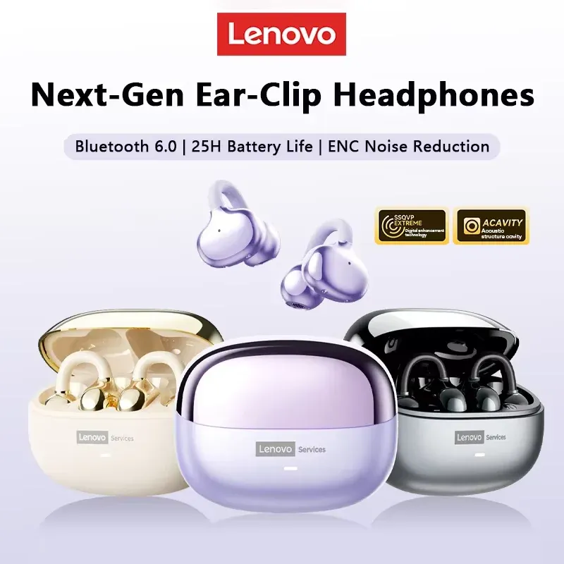 Lenovo LE302 Kabelloses Bluetooth 6.0-Headset, lange Akkulaufzeit, Sport-Ohrclip-Kopfhörer, HIFI-Stereo-Kopfhörer mit Geräuschunterdrückung