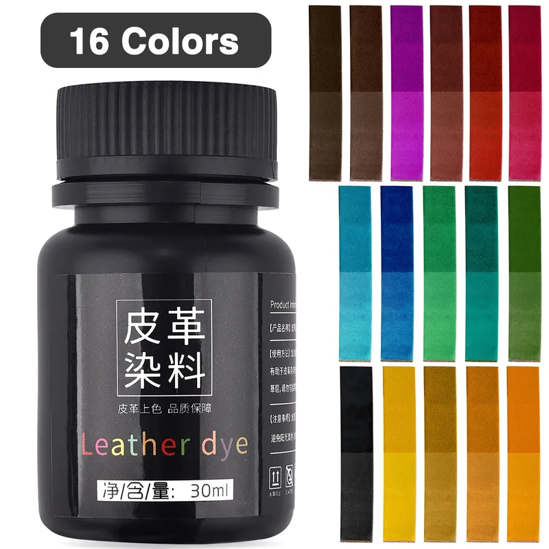 30 ml/Flasche 16 farben Leder Färbung Pigment Farbstoff Flüssigkeit Leder Reparatur Renovieren Auto Sitz Tasche Schuhe Turnschuhe Hautpflege handwerk ﻿