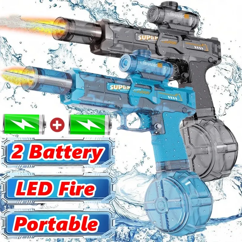 Elektrische Wasserpistole für Kinder Automatische Wasserpistole mit LED-Licht Sommer-Outdoor-Spiel Partyspielzeug für Erwachsene und Kinder
