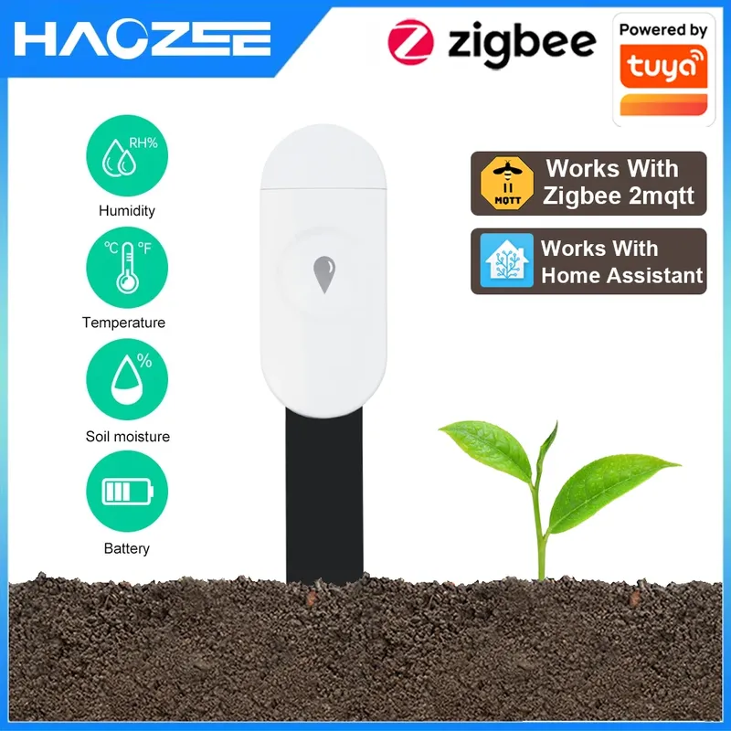Zigbee Temperatur-Feuchtigkeits-Feuchtigkeitsdetektor, intelligenter Bodentester, Feuchtigkeitssensor, Telefon-App, Echtzeit-Monitor für den Hausgarten