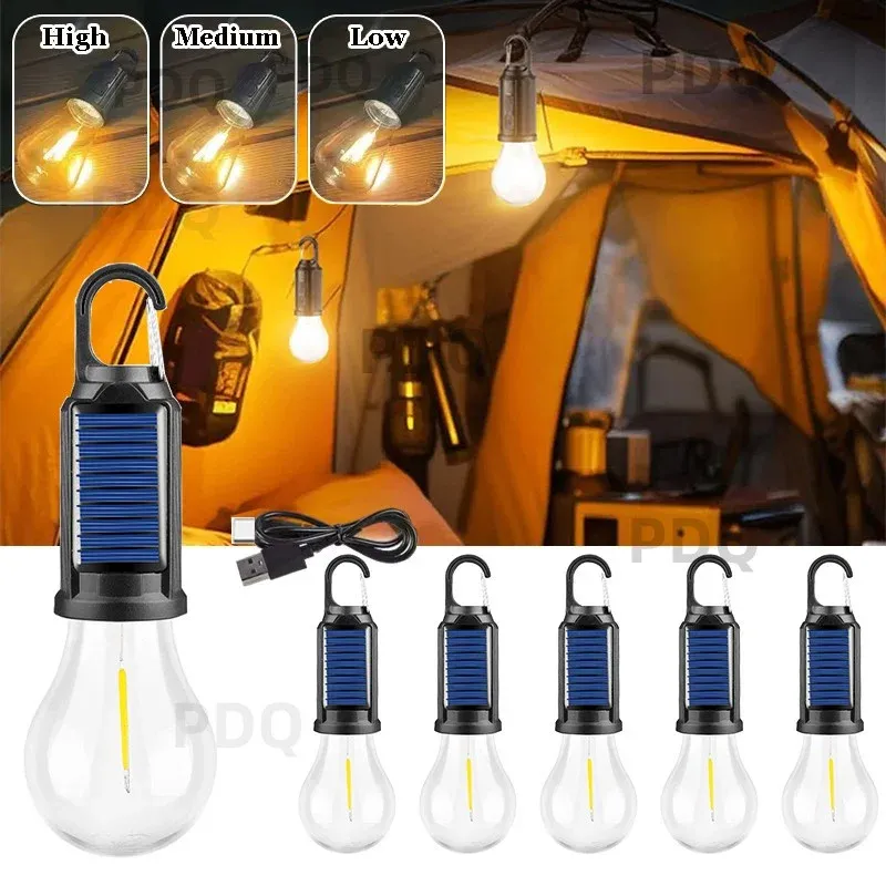 Solar Camping Lampe Lampen Outdoor USB Lade Solar Powered Hängen Lichter Tragbare Zelt Licht Wasserdicht für Camping BBQ Dekor