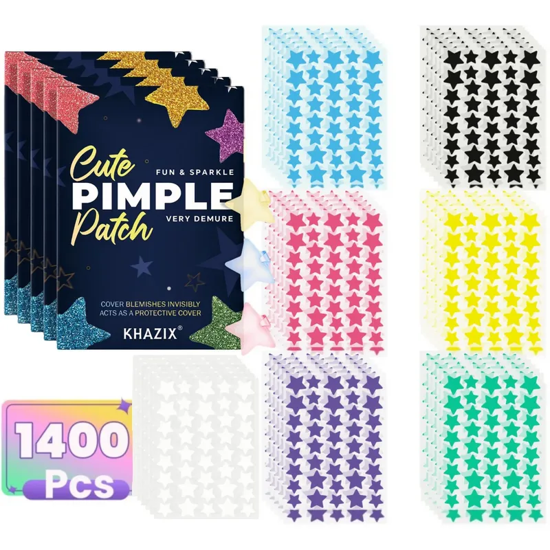 1400 Stück mehrfarbige Stern-Akne-Pflaster, Pickel-Pflaster, Akne-Pflaster für das Gesicht, Concealer-Akne-Pflaster, ultradünn