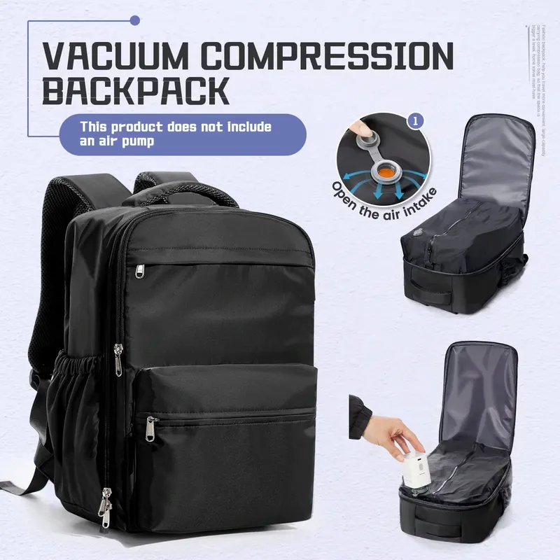 Herren Vakuum-Kompressionsrucksack 15,6 Zoll Laptop-Rucksack Erweiterbar Wander-Vakuum-Reiserucksack, Ryanair-Rucksack 40x30x20 Kabinentasche