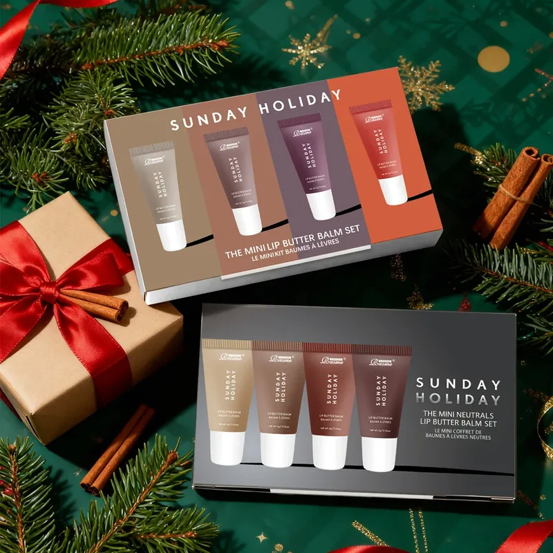 Weihnachtsgeschenk Feuchtigkeitsspendender Spiegel Lippenstift Vanillepulver Zucker Kaffee Kuchen Geruch Lippenstift Transparentes Öl Make-up-Set