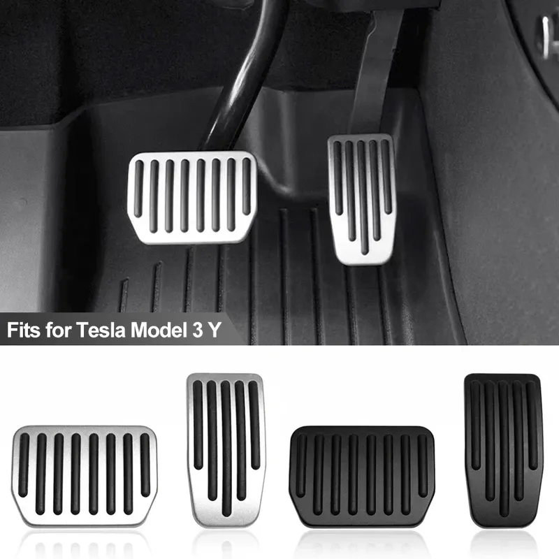 Für Tesla Modell Y 3 Highland Upgrade Fußpedal Pads Abdeckung Rutschfeste Gaspedal Bremssteun Leistung Aluminium Matten Zubehör