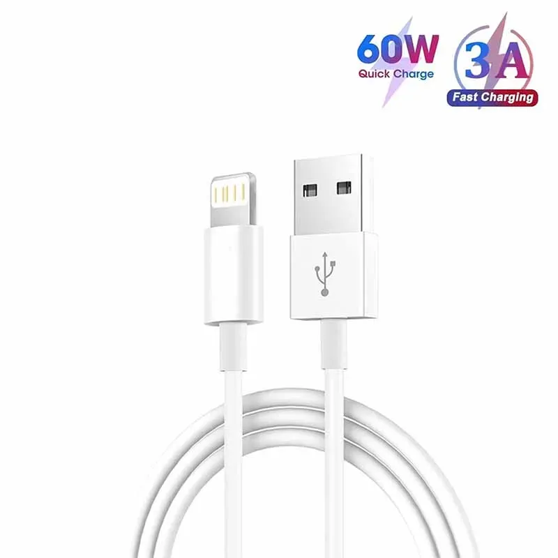 3A USB A auf Lightning-Kabel für iPhone 14 13 12 11 Pro Max Plus XR Max USB A Schnellkabel Ladegerät Draht Telefonzubehör 1M 2M 3M
