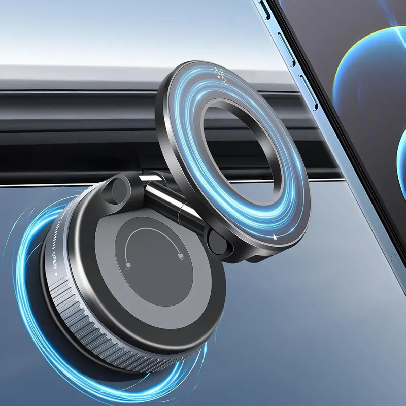 Vakuum-Saugmagnet-Handyhalterung, Faltbare Ausziehbare Saugnapf-Autohalterung für Magsafe, 360° °   Verstellbarer Telefonständer