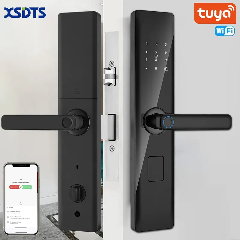 Tuya Smart Lock Wireless mit Finger abdruck Passwort IC-Karte entsperren Unterstützung USB-Notlade griff Richtung einstellbar