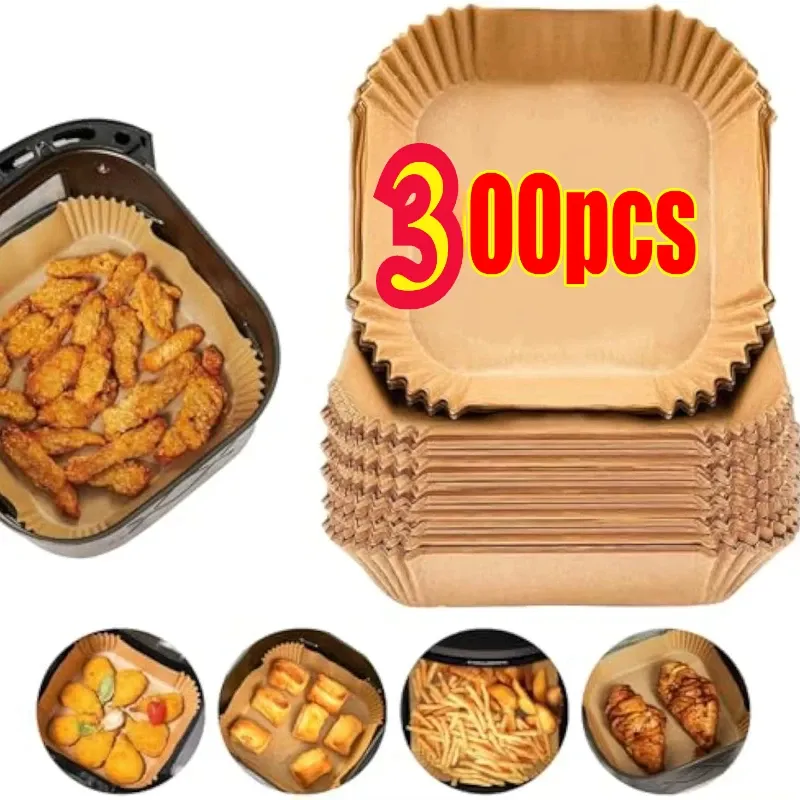 50Pcs Air Fryer Einweg Papier Antihaft Airfryer Backpapiere Runde Air-Fryer Papier Liner Papier Küche Zubehör